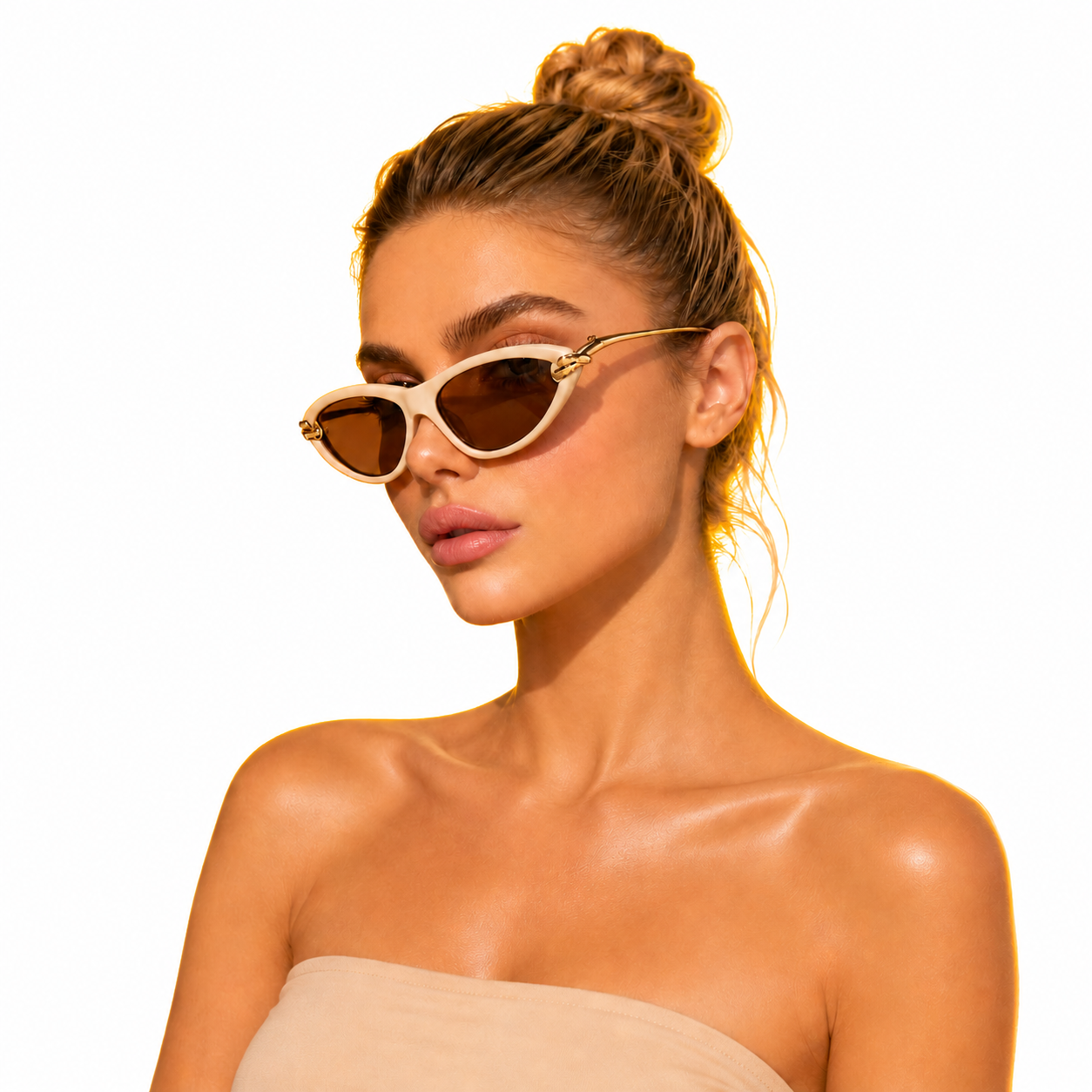 Zovict Beige Cat Eye Sunglasses