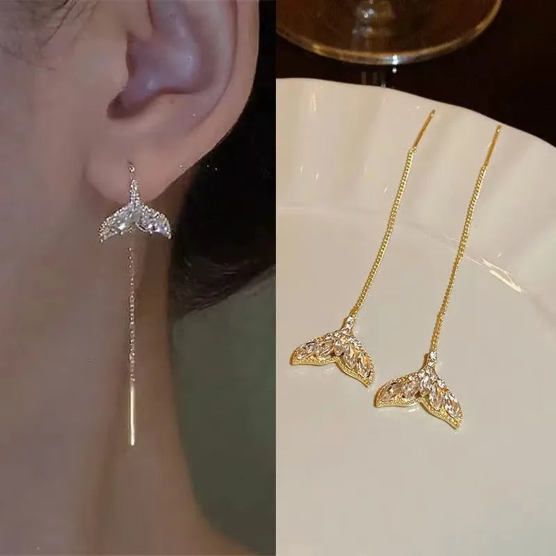 Sovict Black Tassel Drop Earrings
