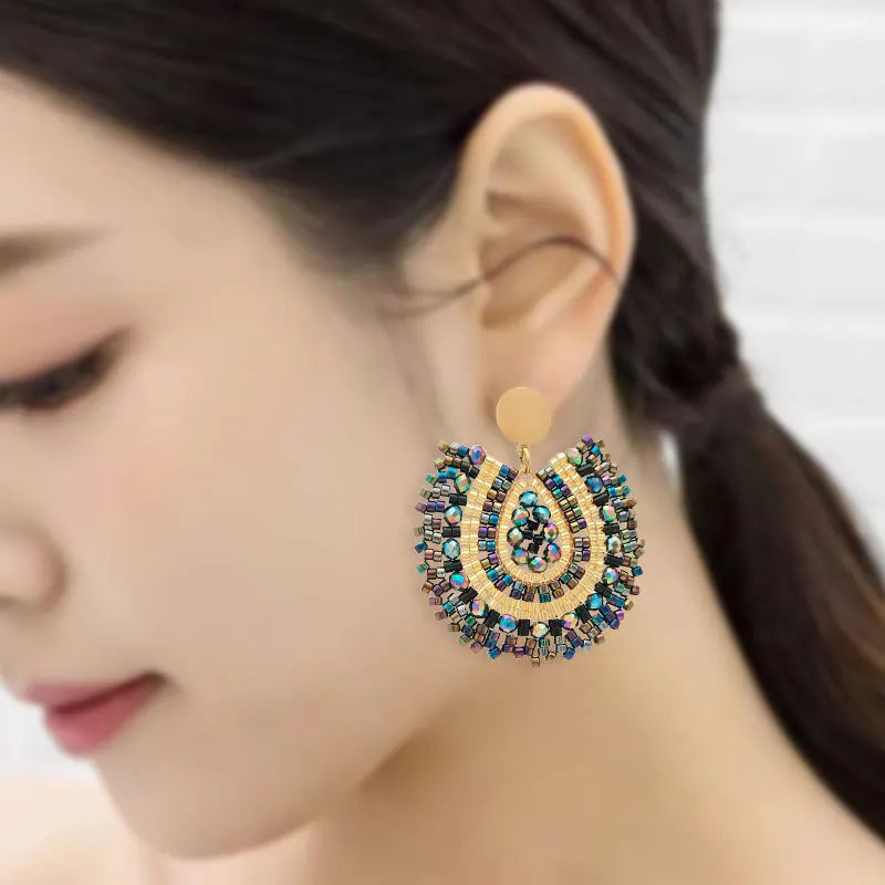 Sovict Vintage Beaded Drop Earrings
