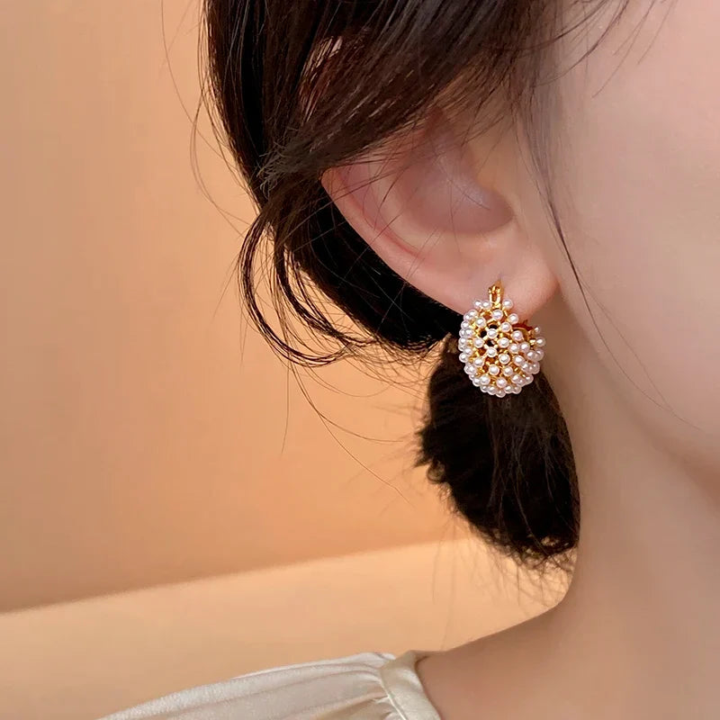 Sovict Pearl Bloom Basket Earrings