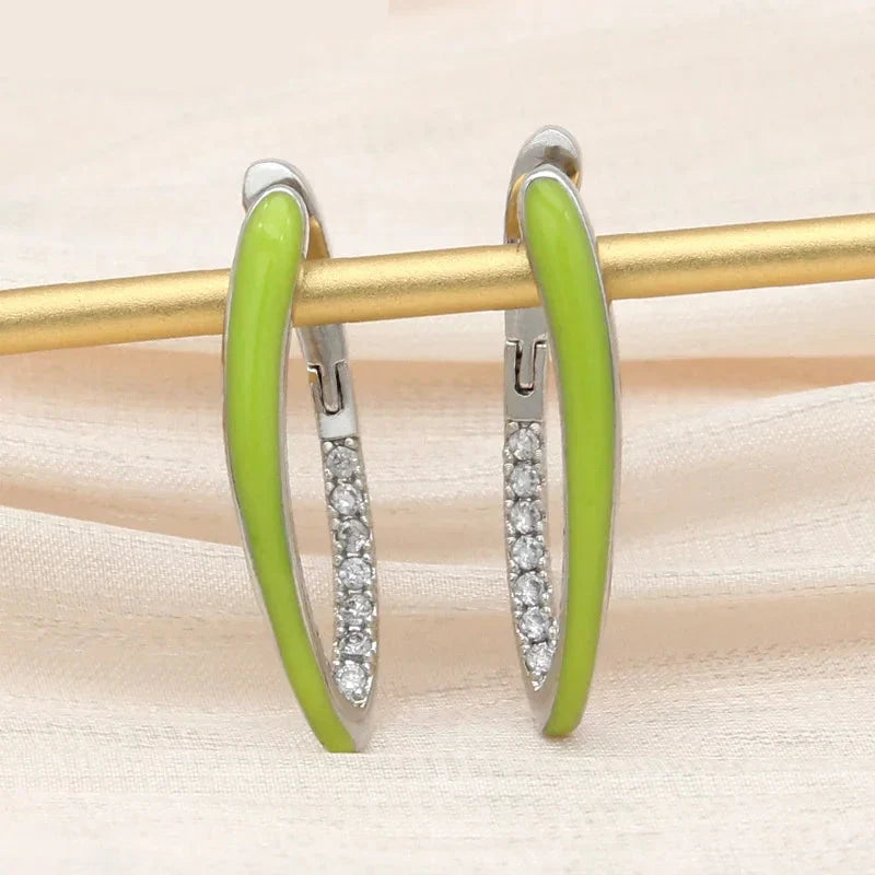 Sovict Emerald Enamel Drop Earrings