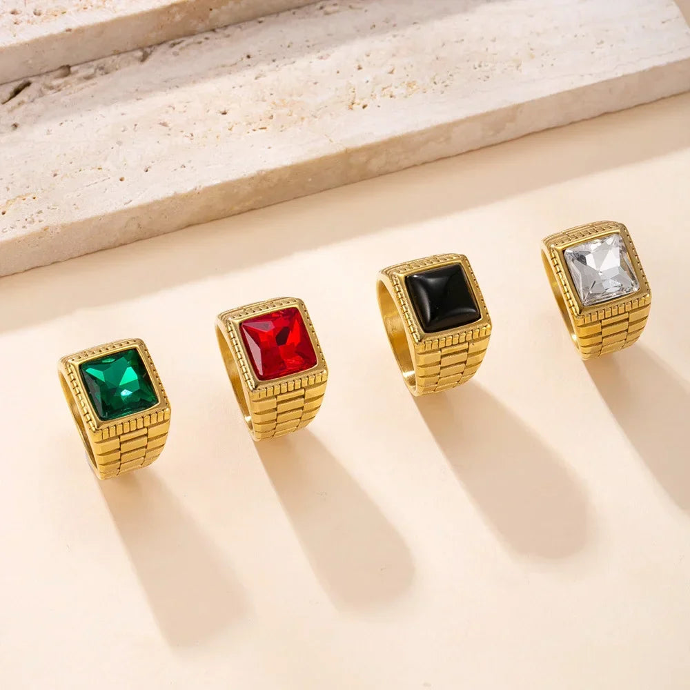 Sovict Red CZ Square Ring