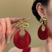 Sovict Bold Red Statement Earrings