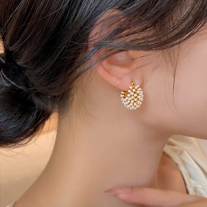 Sovict Pearl Bloom Basket Earrings