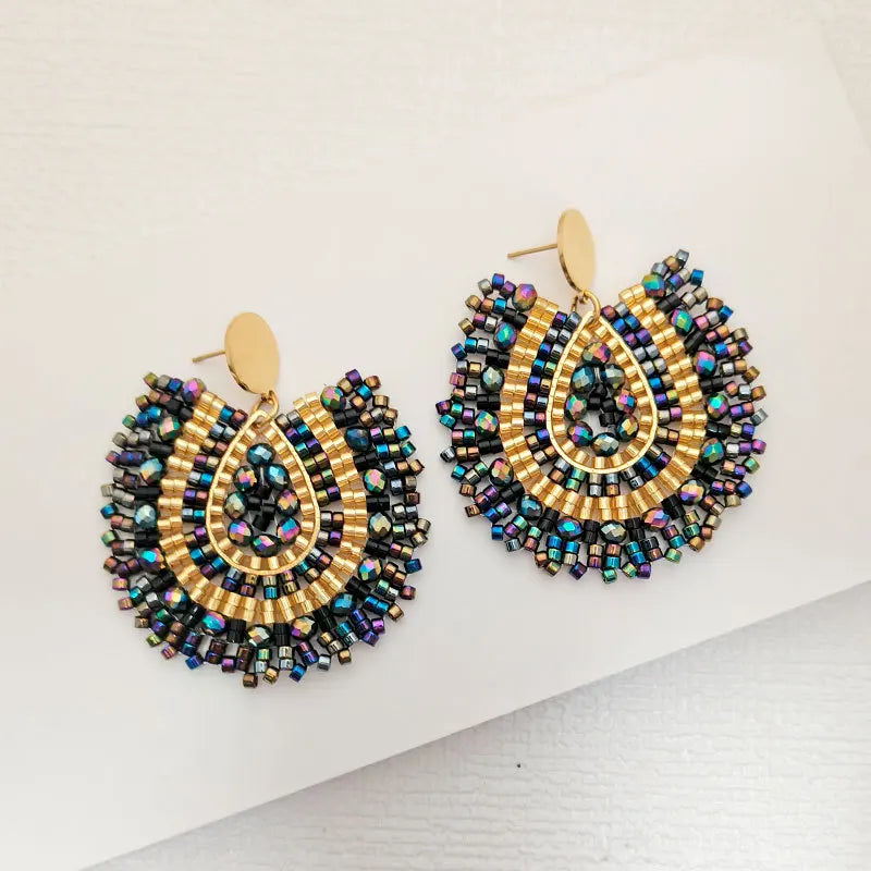 Sovict Vintage Beaded Drop Earrings
