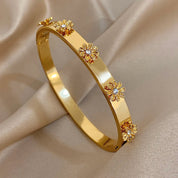 Sovict Flower Rhinestone Cuff