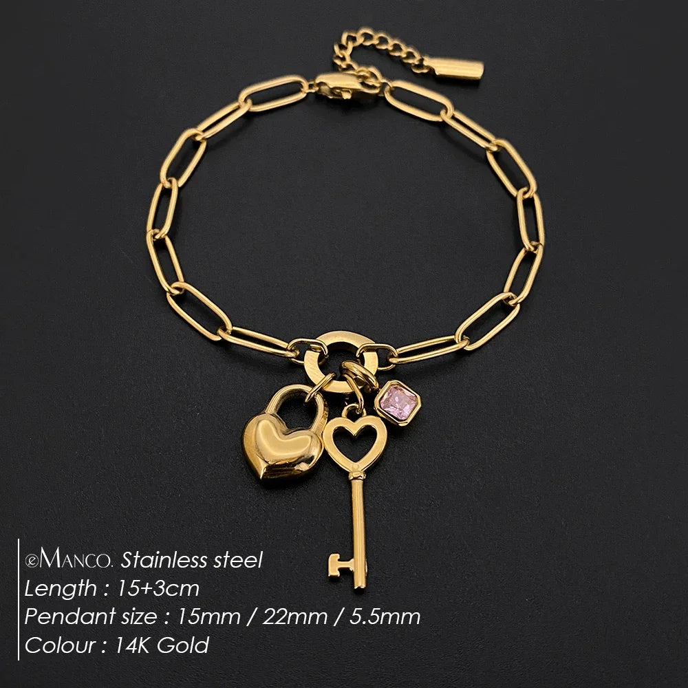 Sovict Heart Lock Key Bracelet