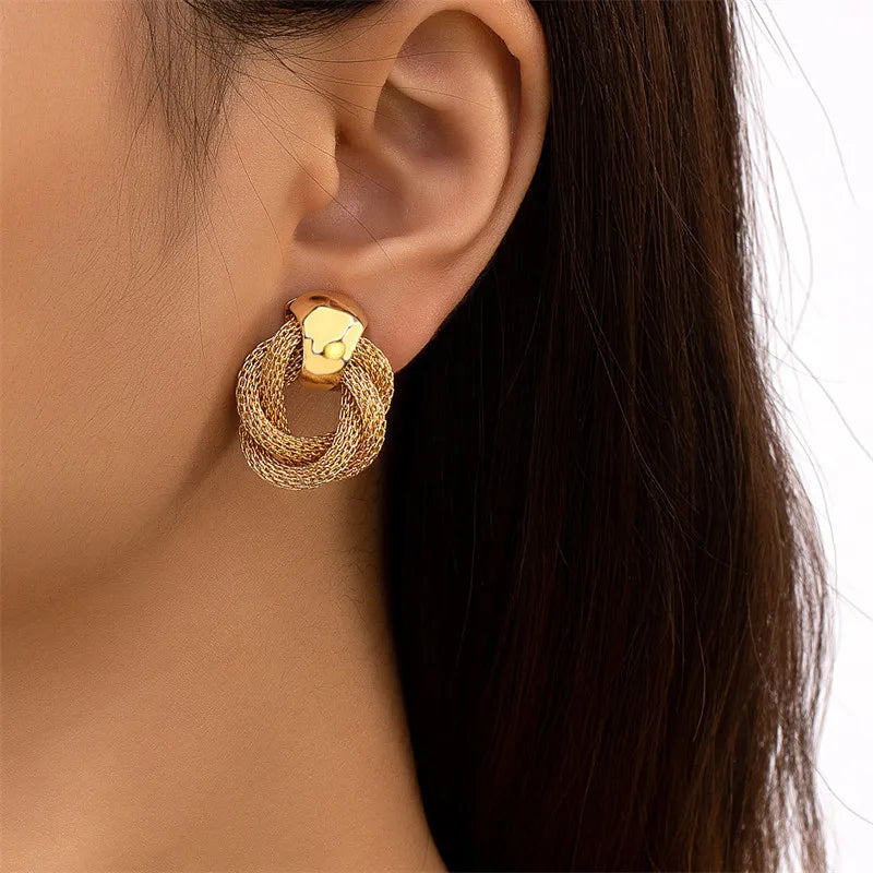 Sovict Twisted Circle Drop Earrings