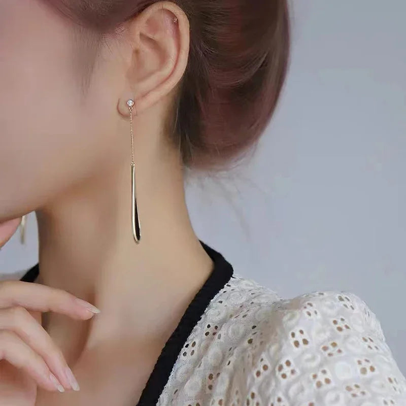 Sovict Black Tassel Drop Earrings