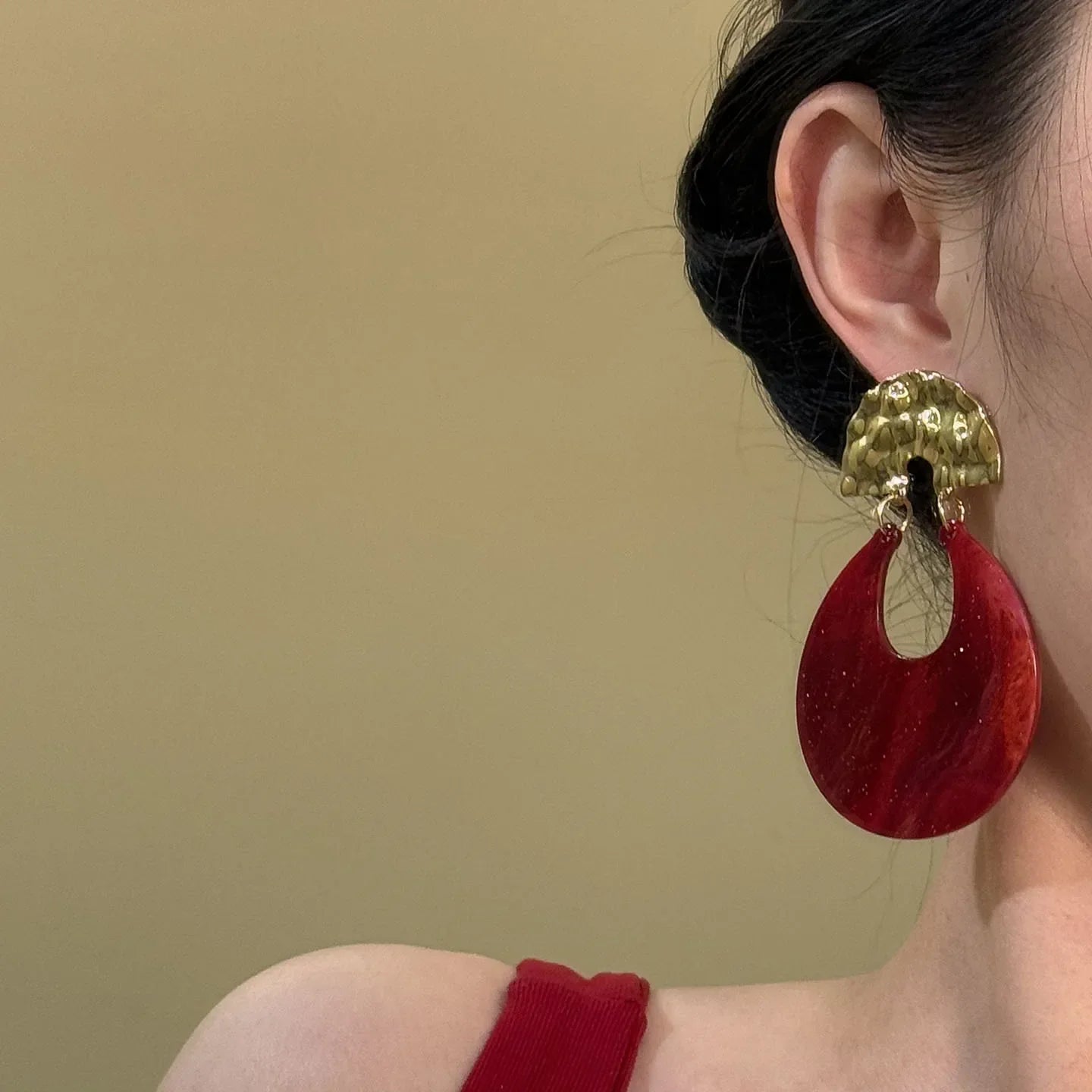 Sovict Bold Red Statement Earrings