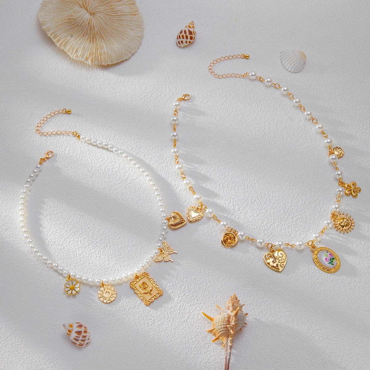 Sovict Butterfly Pearl Necklace Duo