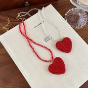 Sovict Red Crystal Heart Necklace