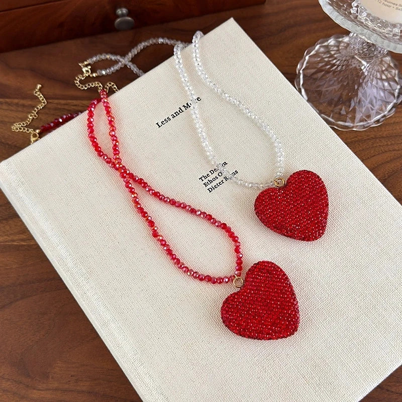 Sovict Red Crystal Heart Necklace