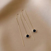 Sovict Black Tassel Drop Earrings