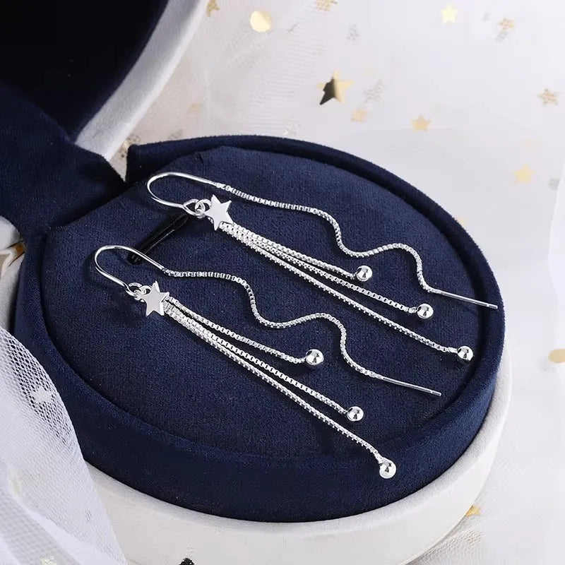Sovict Black Tassel Drop Earrings