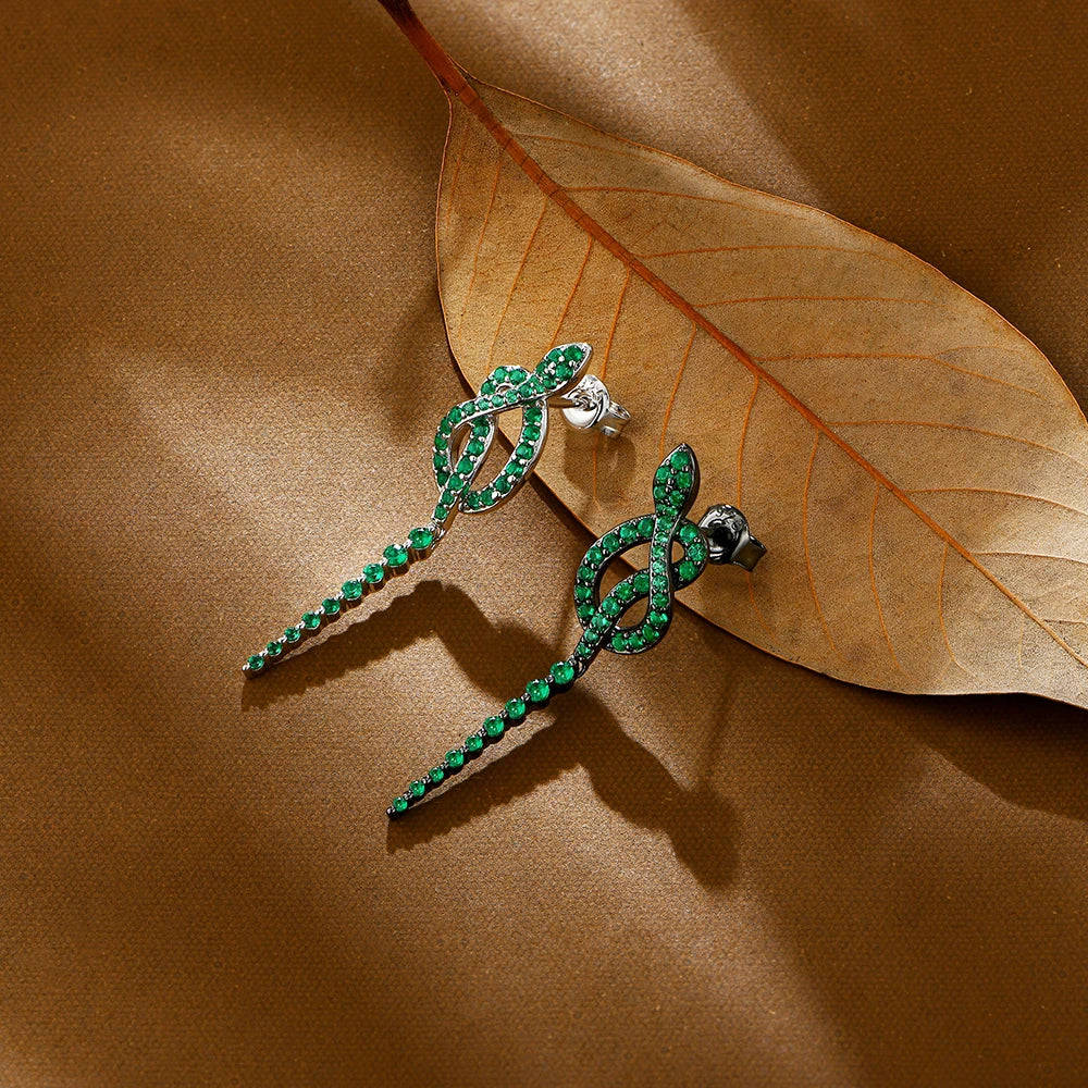 Sovict Green Serpent Silver Studs