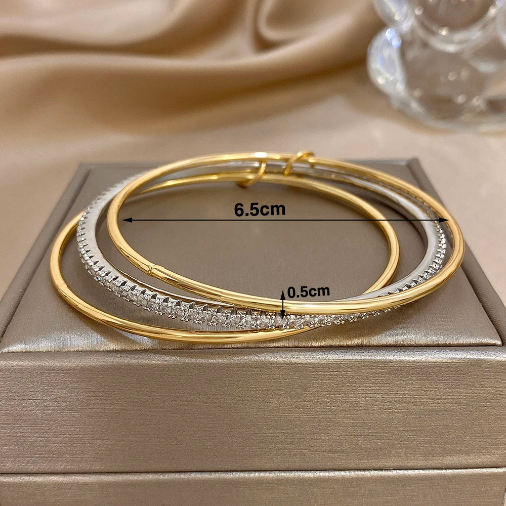 Sovict Two Tone Rhinestone Bangles