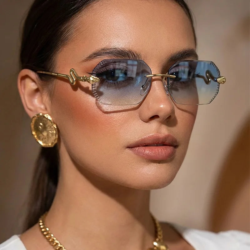 Zovict Serpent Rimless Sunglasses by Zovict