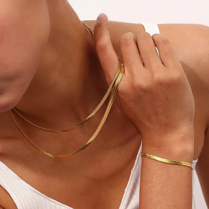 Sovict Flat Snake Chain Necklace