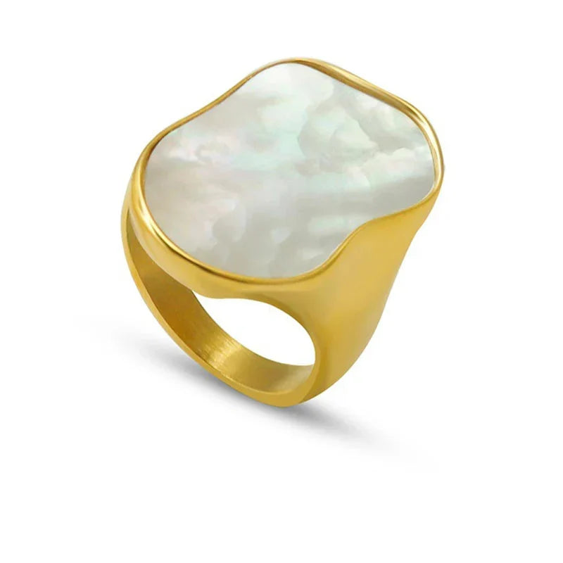 Sovict Gold Shell Statement Ring