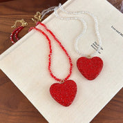 Sovict Red Crystal Heart Necklace