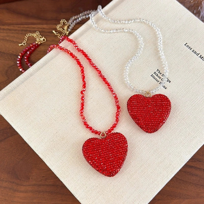 Sovict Red Crystal Heart Necklace