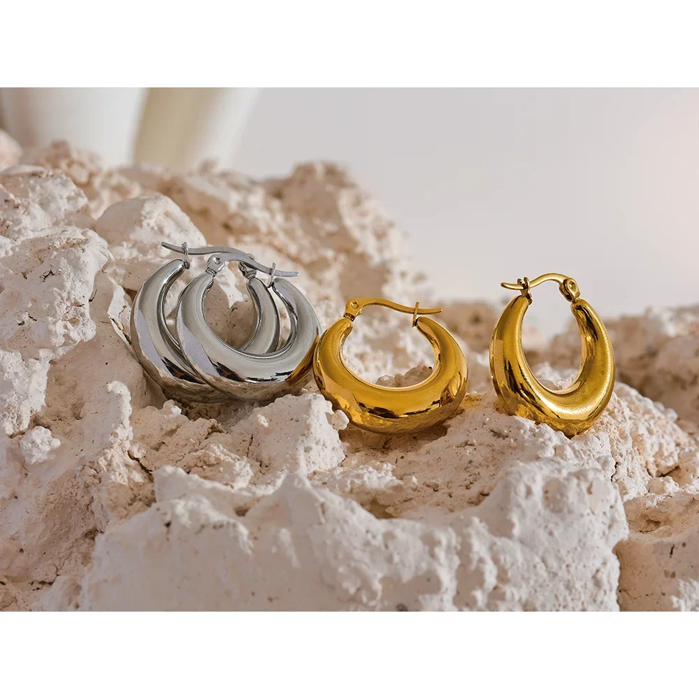 Sovict Textured Geo Hoop Earrings