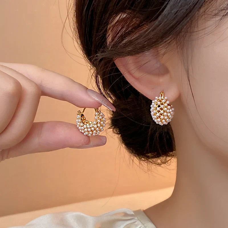 Sovict Pearl Bloom Basket Earrings