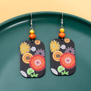 Sovict Black Floral Drop Earrings