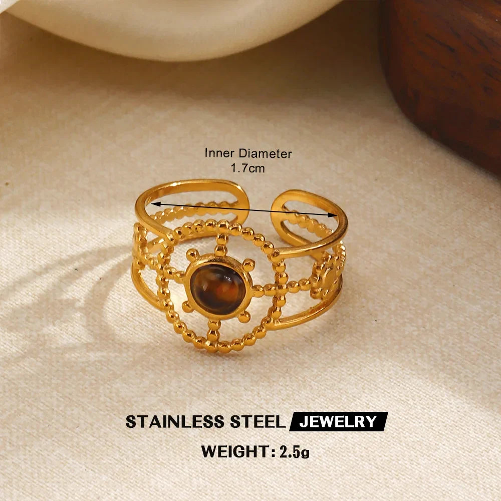 Sovict Tiger Eye Adjustable Ring
