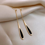 Sovict Black Tassel Drop Earrings