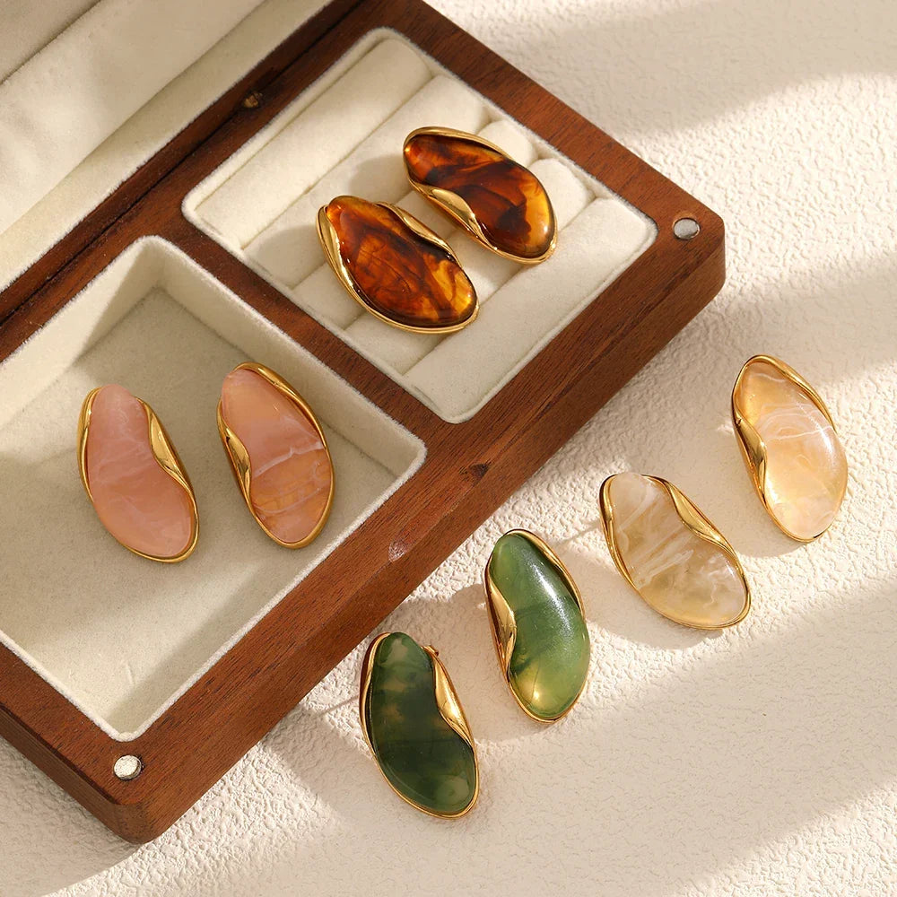 Sovict Brown Resin Geo Earrings