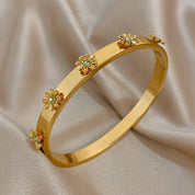 Sovict Flower Rhinestone Cuff