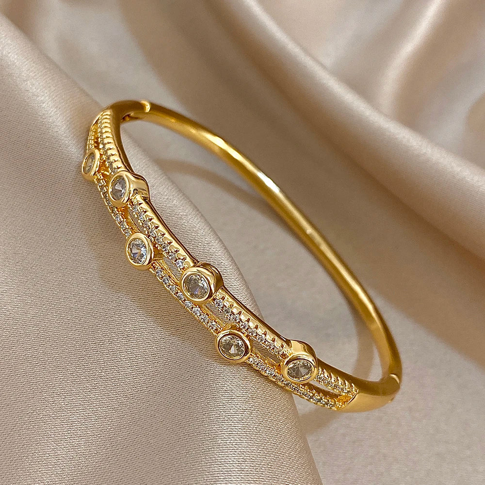 Sovict Double Rhinestone Bangle