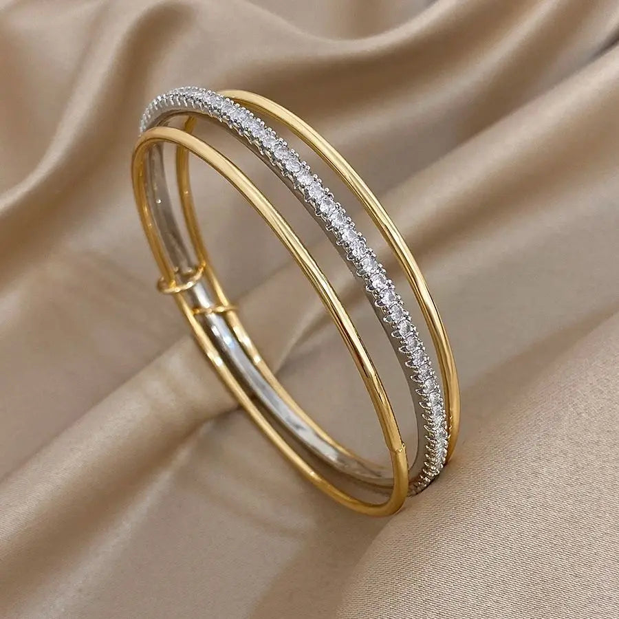 Sovict Two Tone Rhinestone Bangles