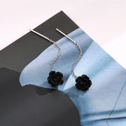 Sovict Black Tassel Drop Earrings