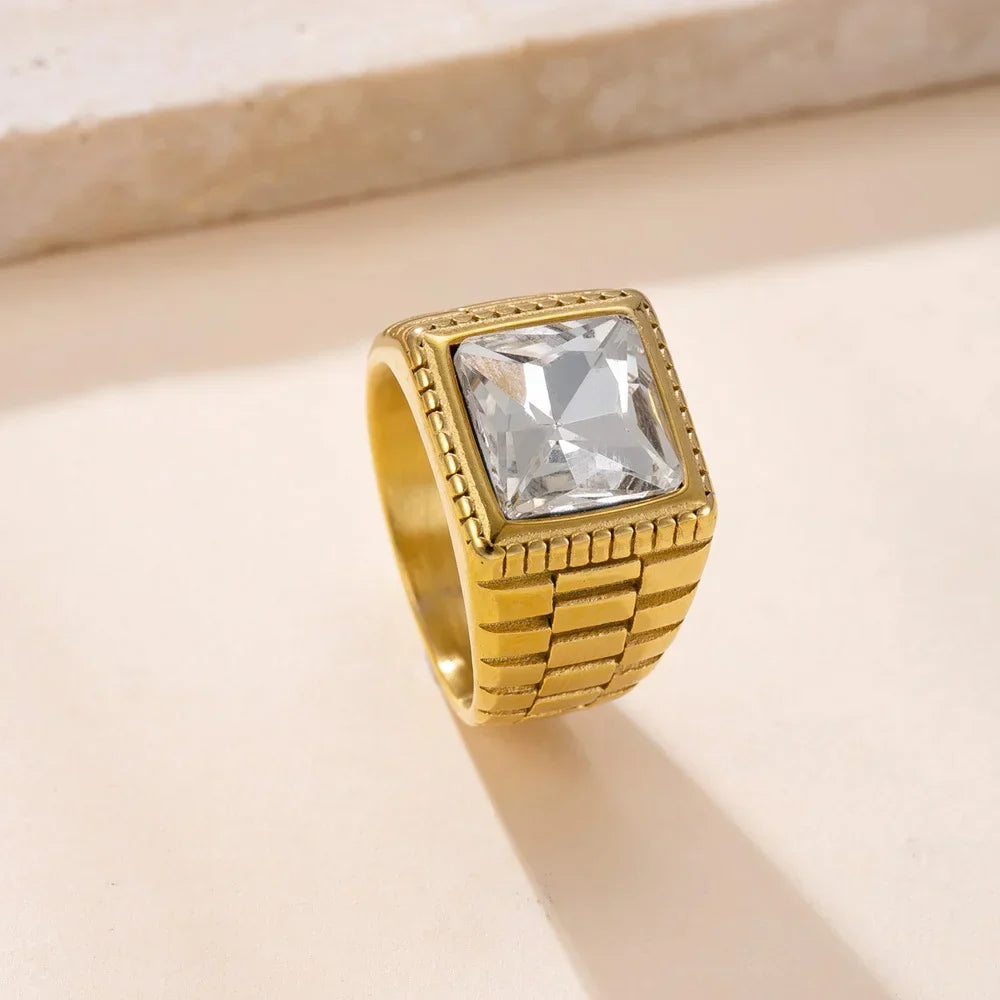 Sovict Red CZ Square Ring