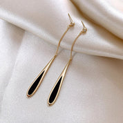 Sovict Black Tassel Drop Earrings