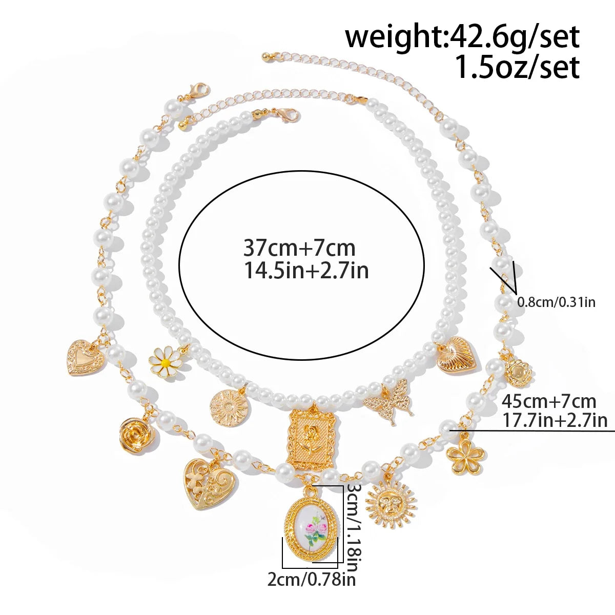 Sovict Butterfly Pearl Necklace Duo