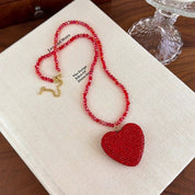 Sovict Red Crystal Heart Necklace