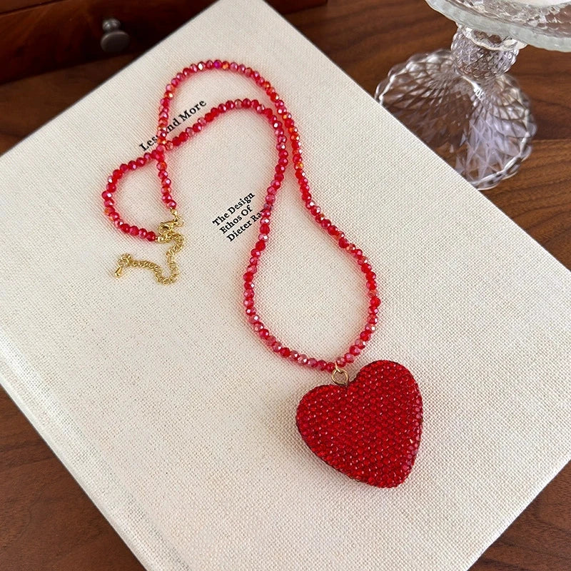 Sovict Red Crystal Heart Necklace