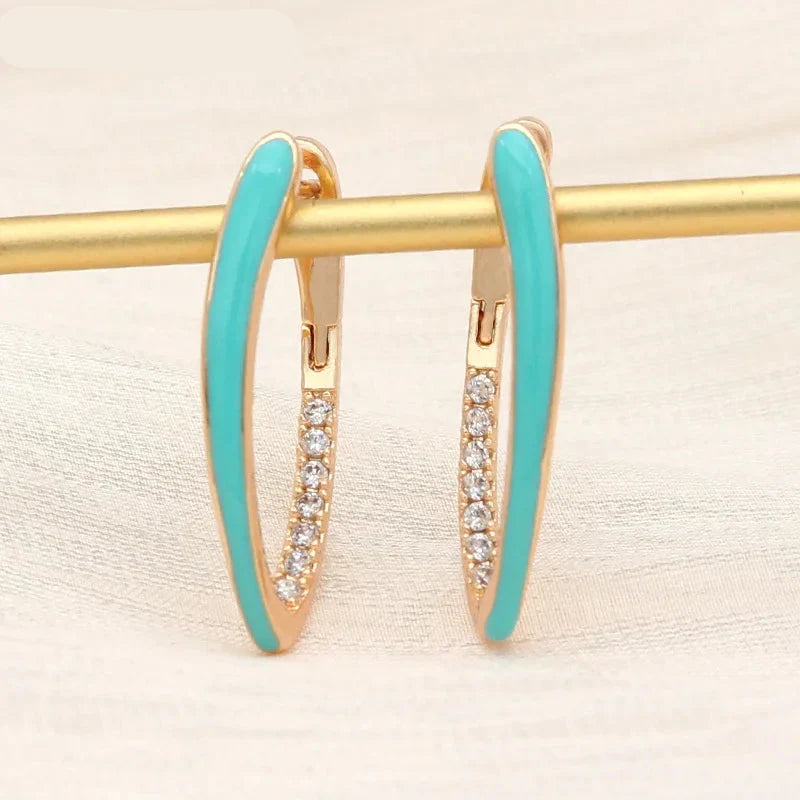 Sovict Emerald Enamel Drop Earrings