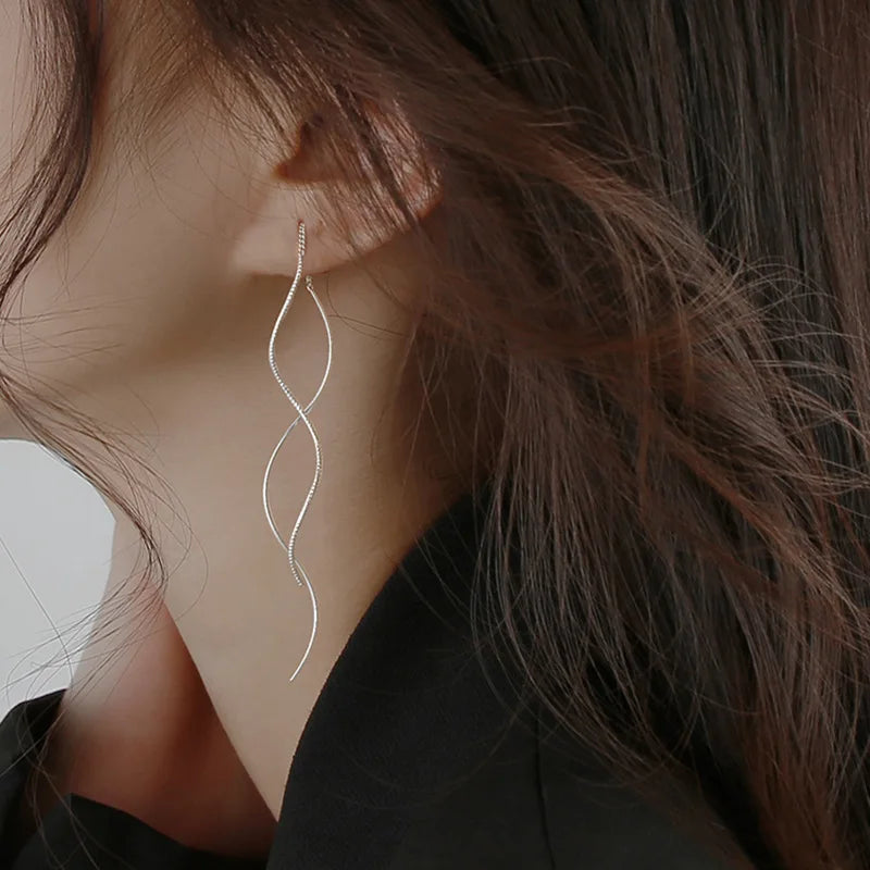 Sovict Black Tassel Drop Earrings