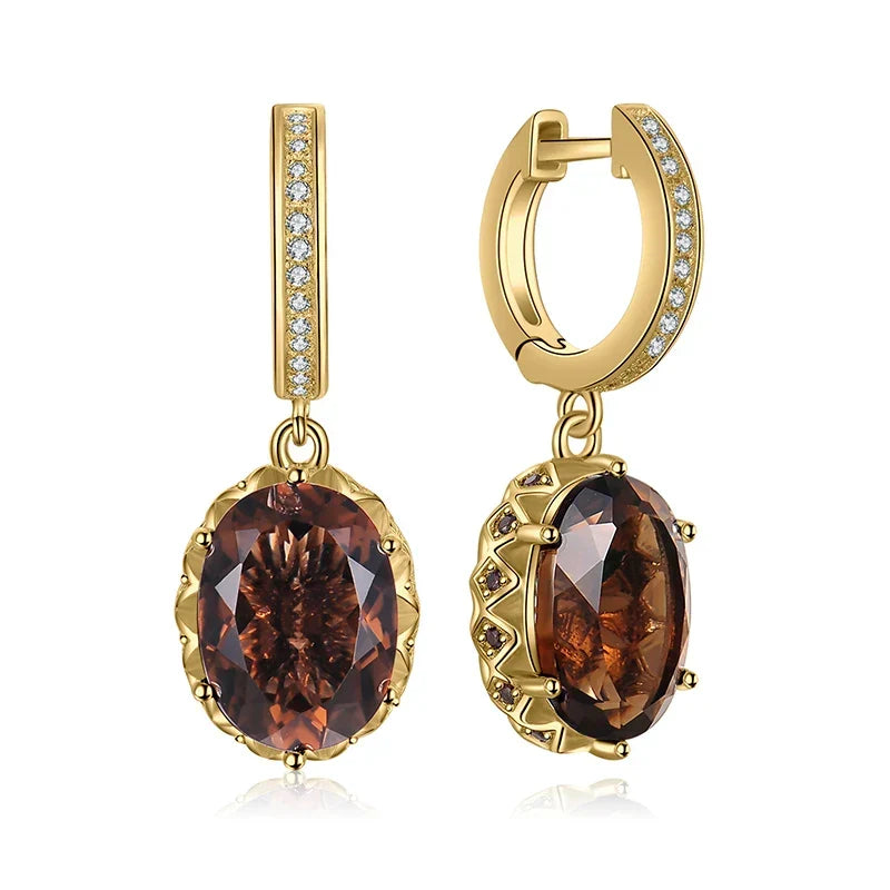 Sovict Smoky Quartz Silver Drops