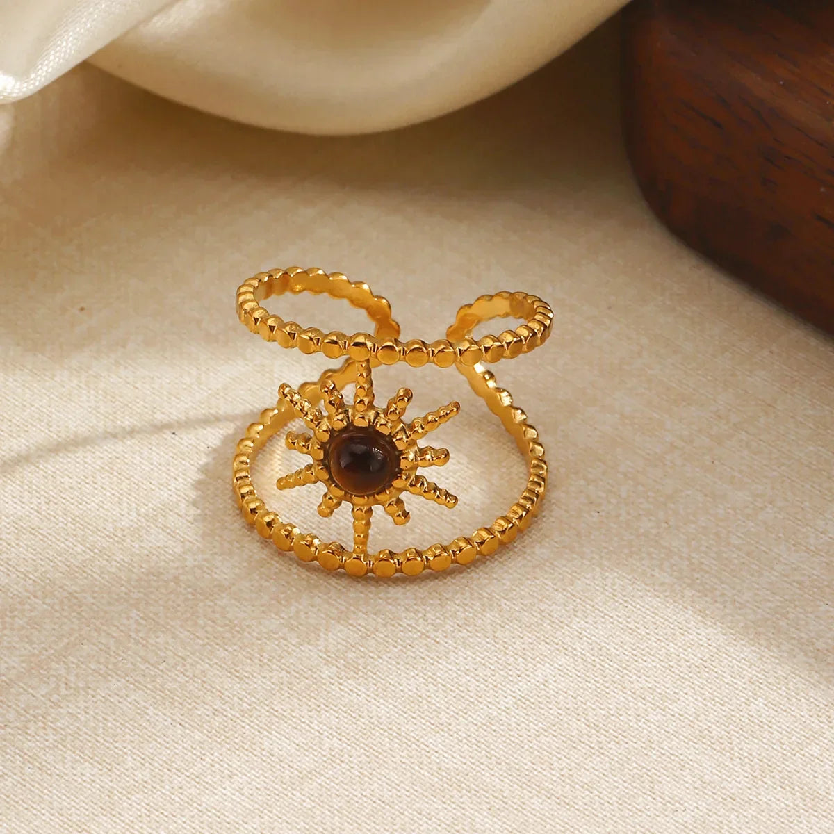 Sovict Tiger Eye Adjustable Ring