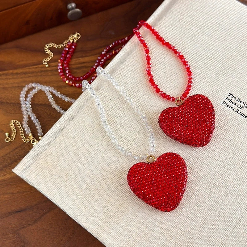 Sovict Red Crystal Heart Necklace