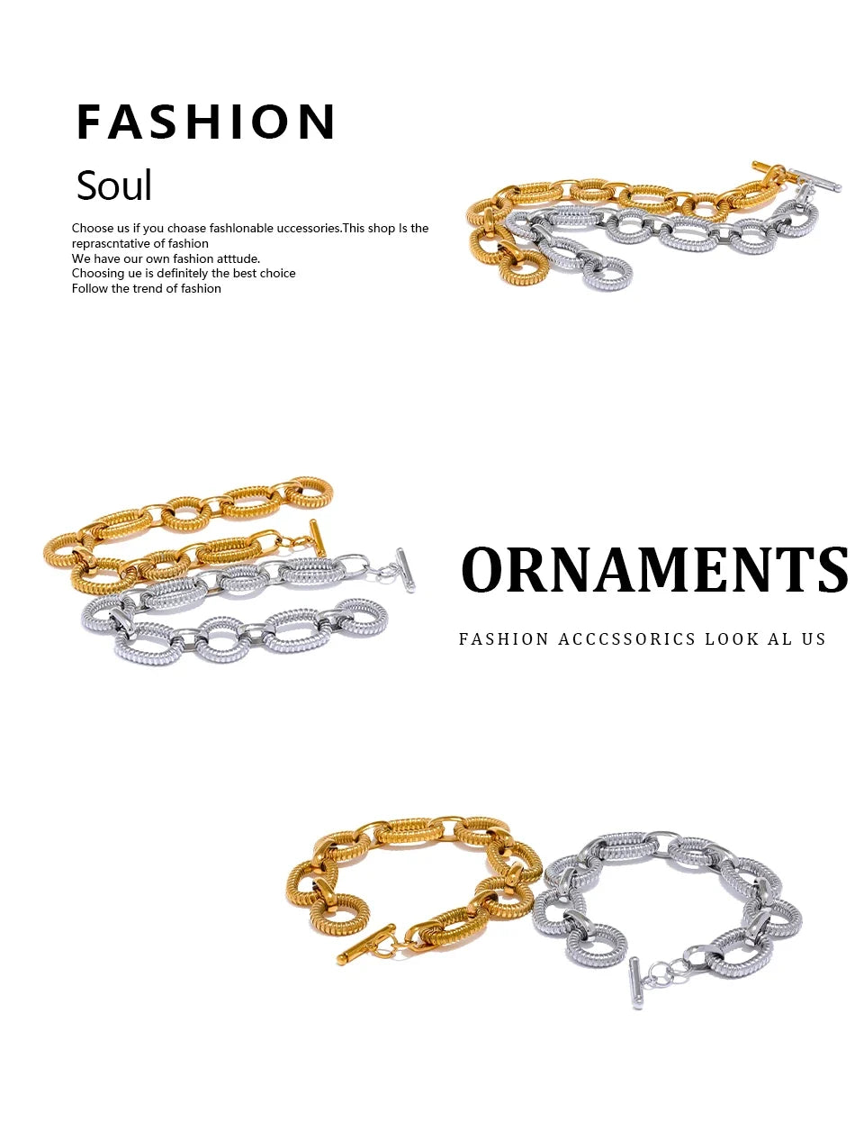 Sovict Oval Link Toggle Bracelet