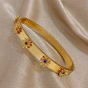 Sovict Flower Rhinestone Cuff