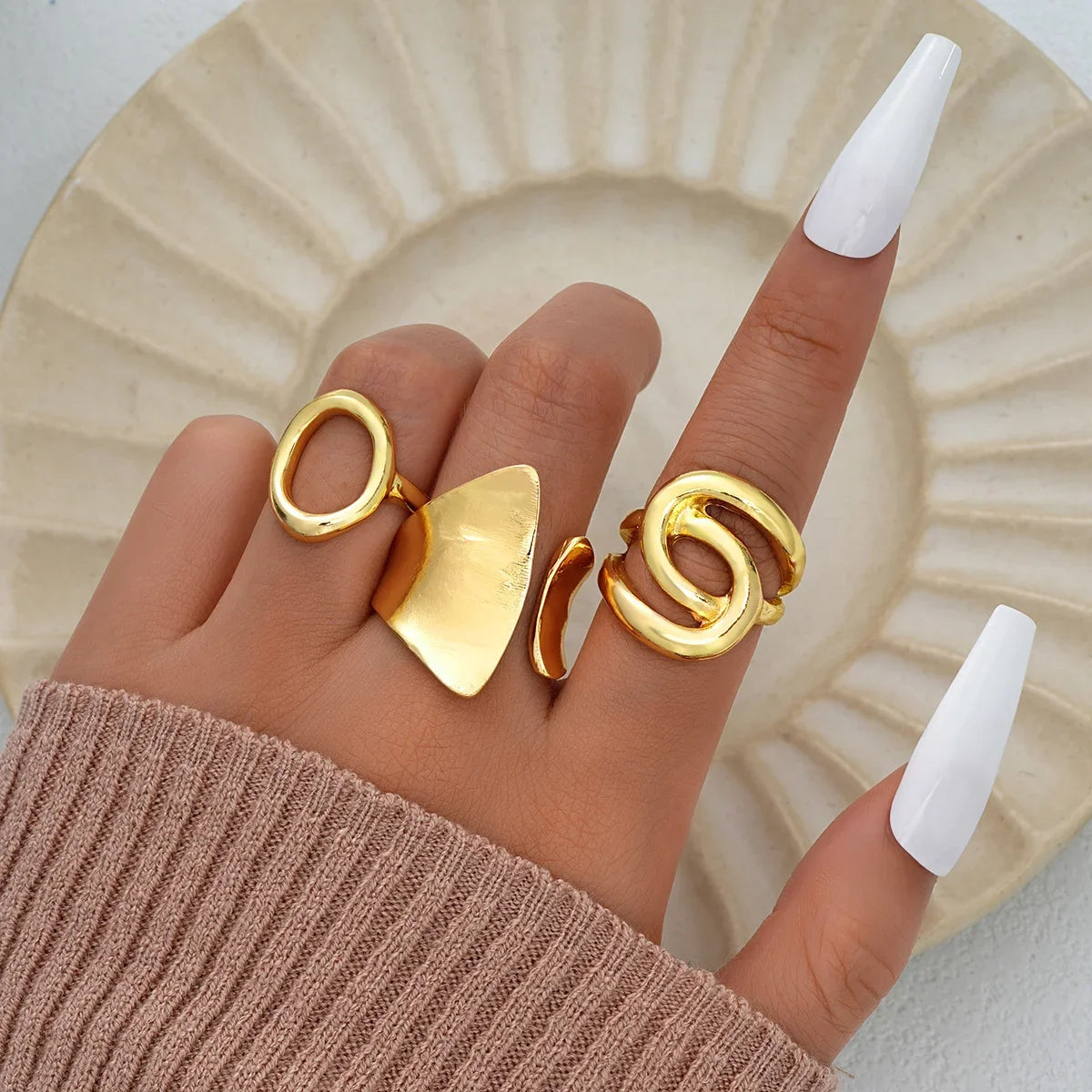 Sovict Geometric Punk Ring Trio