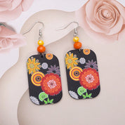 Sovict Black Floral Drop Earrings